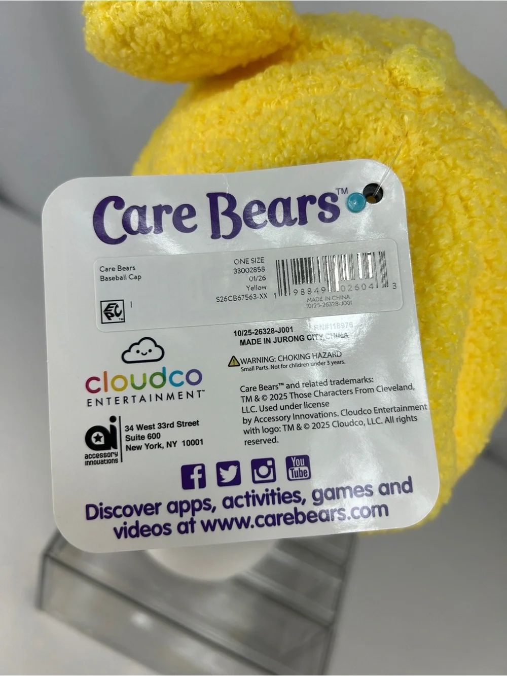 Care Bears Bright Yellow Teddy Ear Cap